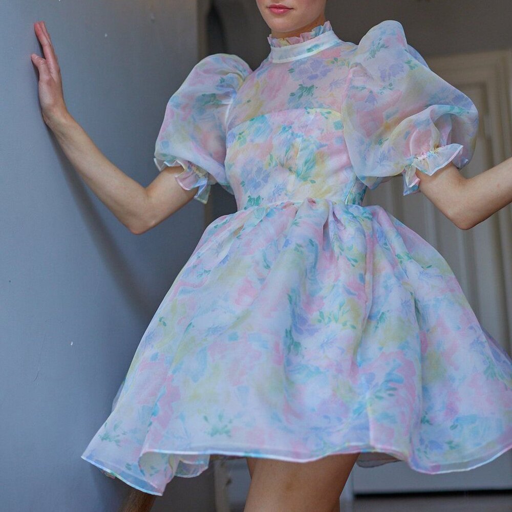 Selkie Sweetcorn Royal Puff Dress